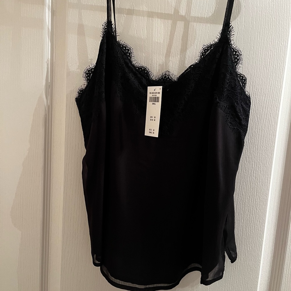 Elegant Black Lace Trim Cami Top